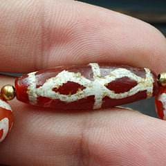 Antique HIMALAYAN Indo Tibetan Central Asian Etched Agate beads Necklace 6ED-A-