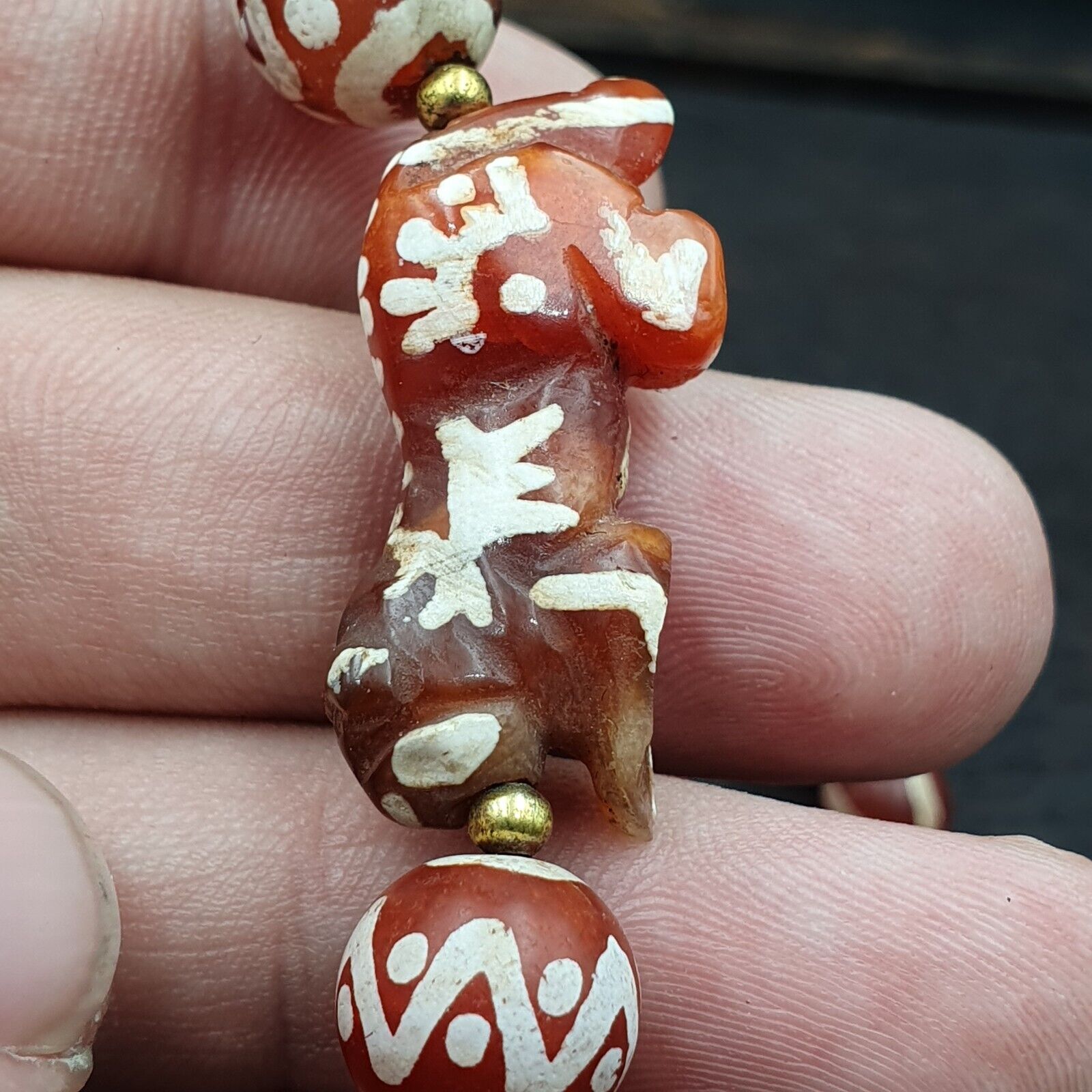 Rare collection Antique Tibetan Central Asian Etched Agate beads Necklace