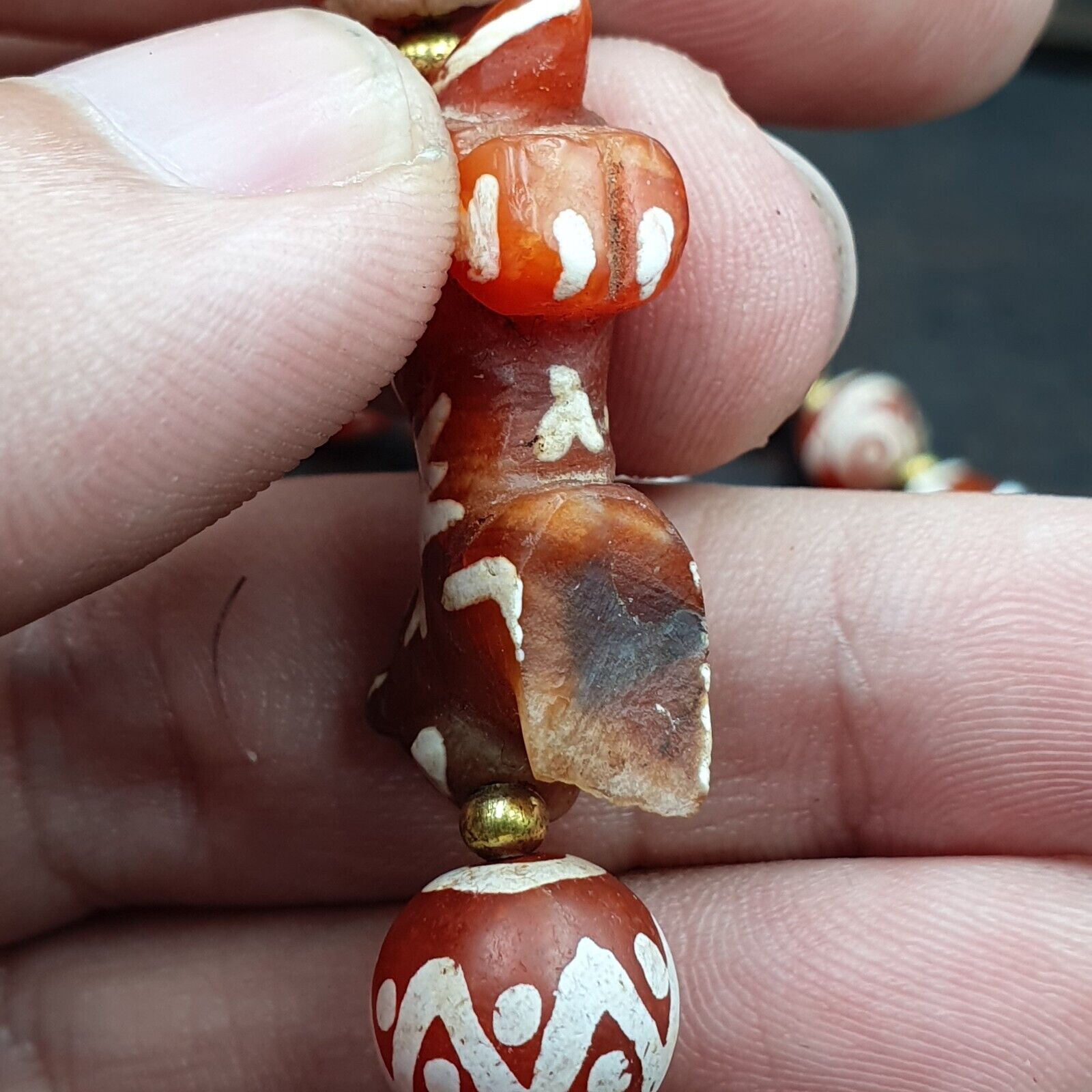Rare collection Antique Tibetan Central Asian Etched Agate beads Necklace