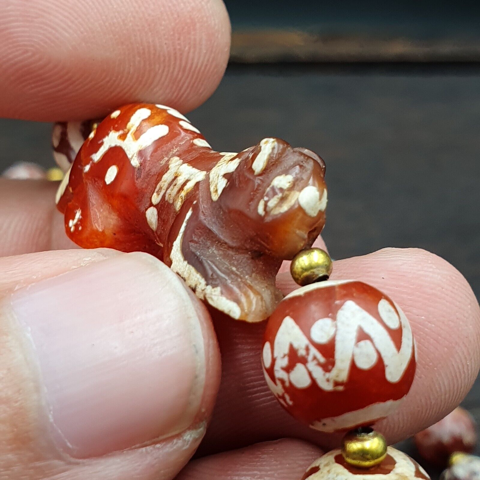 Rare collection Antique Tibetan Central Asian Etched Agate beads Necklace