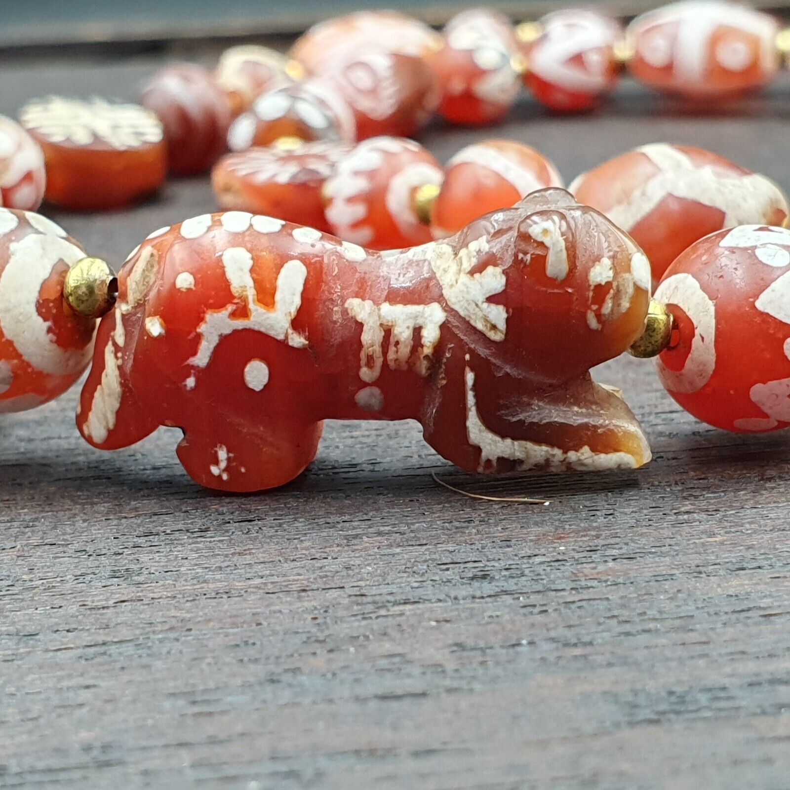 Rare collection Antique Tibetan Central Asian Etched Agate beads Necklace