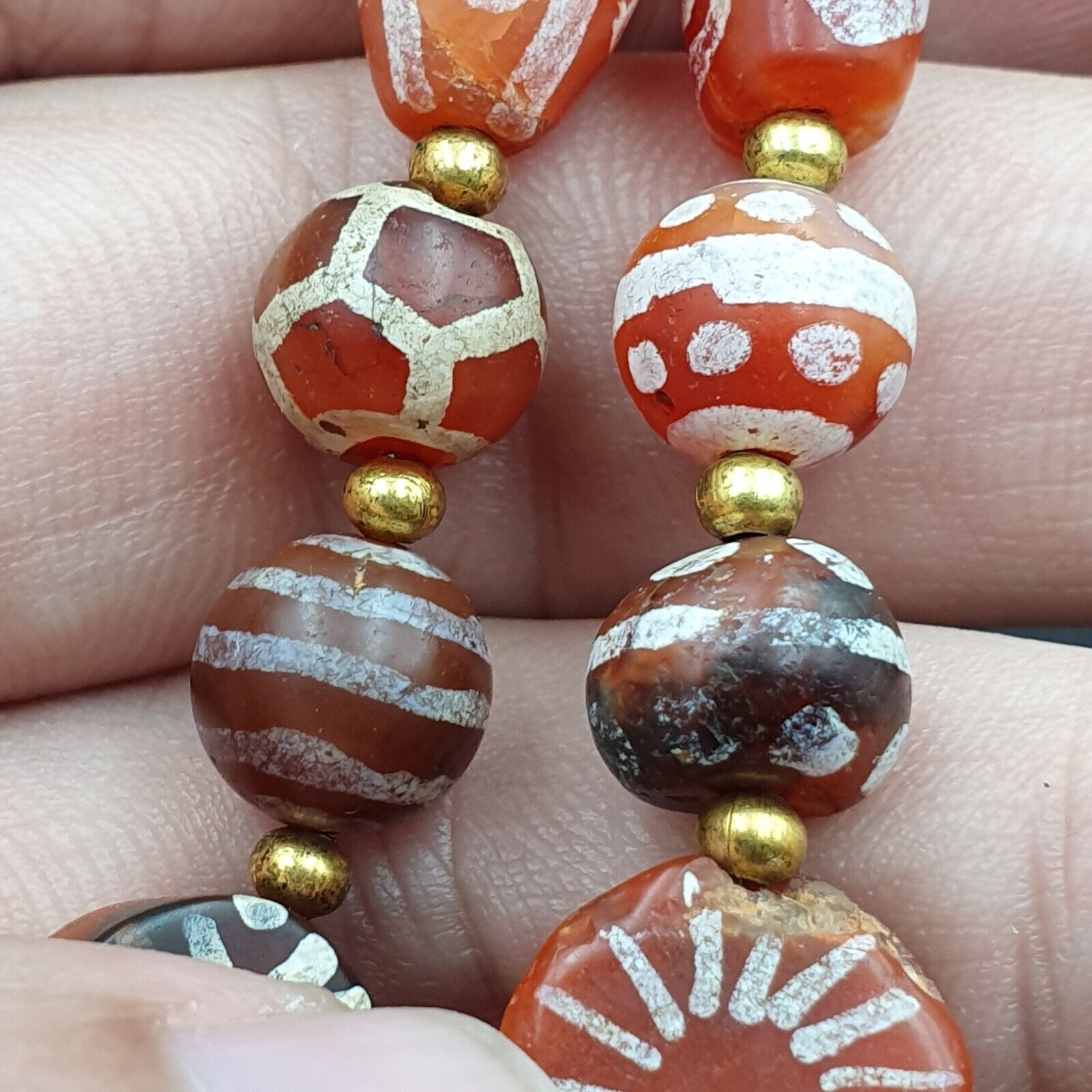 Rare collection Antique Tibetan Central Asian Etched Agate beads Necklace