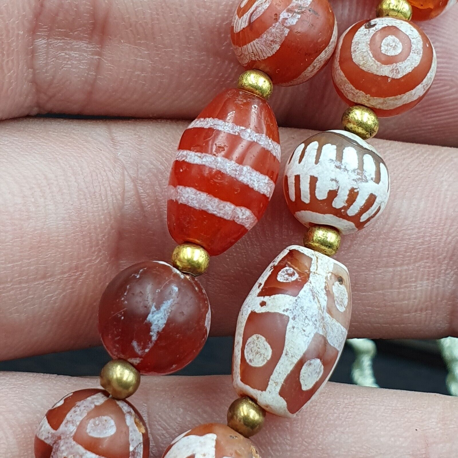 Rare collection Antique Tibetan Central Asian Etched Agate beads Necklace