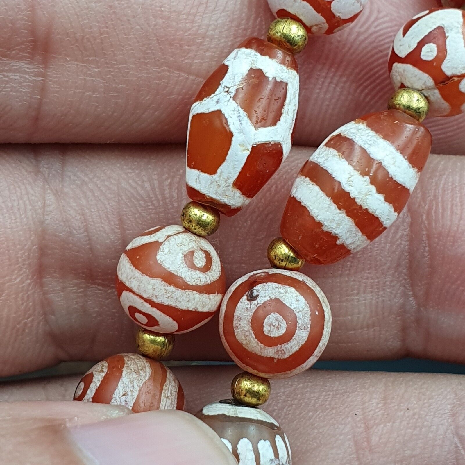 Rare collection Antique Tibetan Central Asian Etched Agate beads Necklace