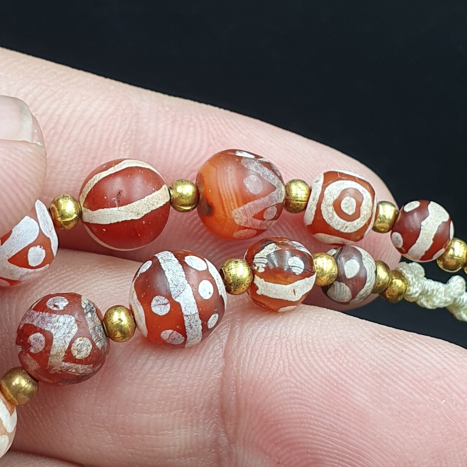 Rare collection Antique Tibetan Central Asian Etched Agate beads Necklace