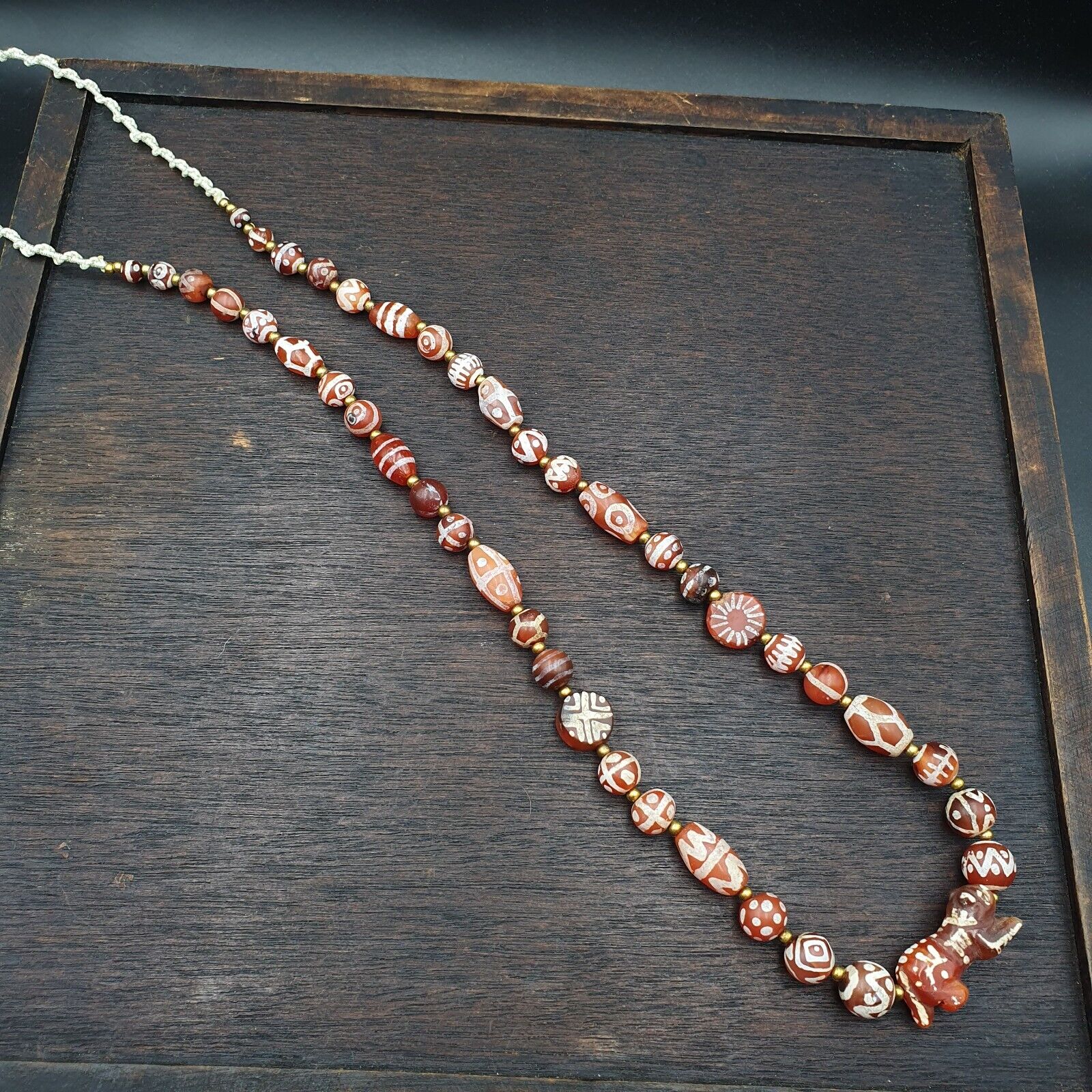 Rare collection Antique Tibetan Central Asian Etched Agate beads Necklace