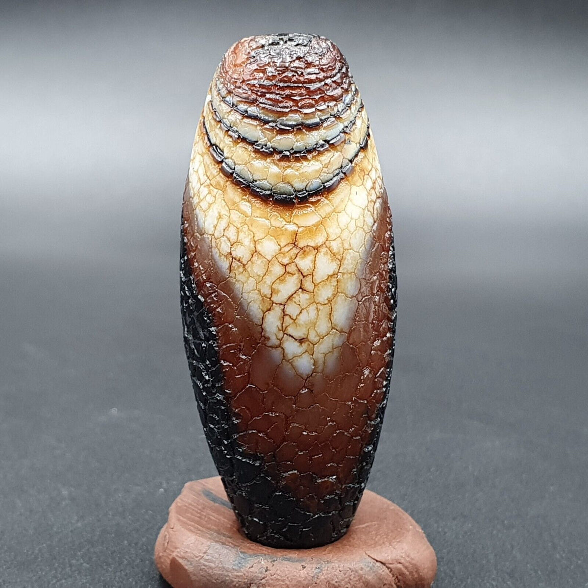 Himalayan Indo Tibetan Agate bead Dragon Skin Agate Amulet Bead #21