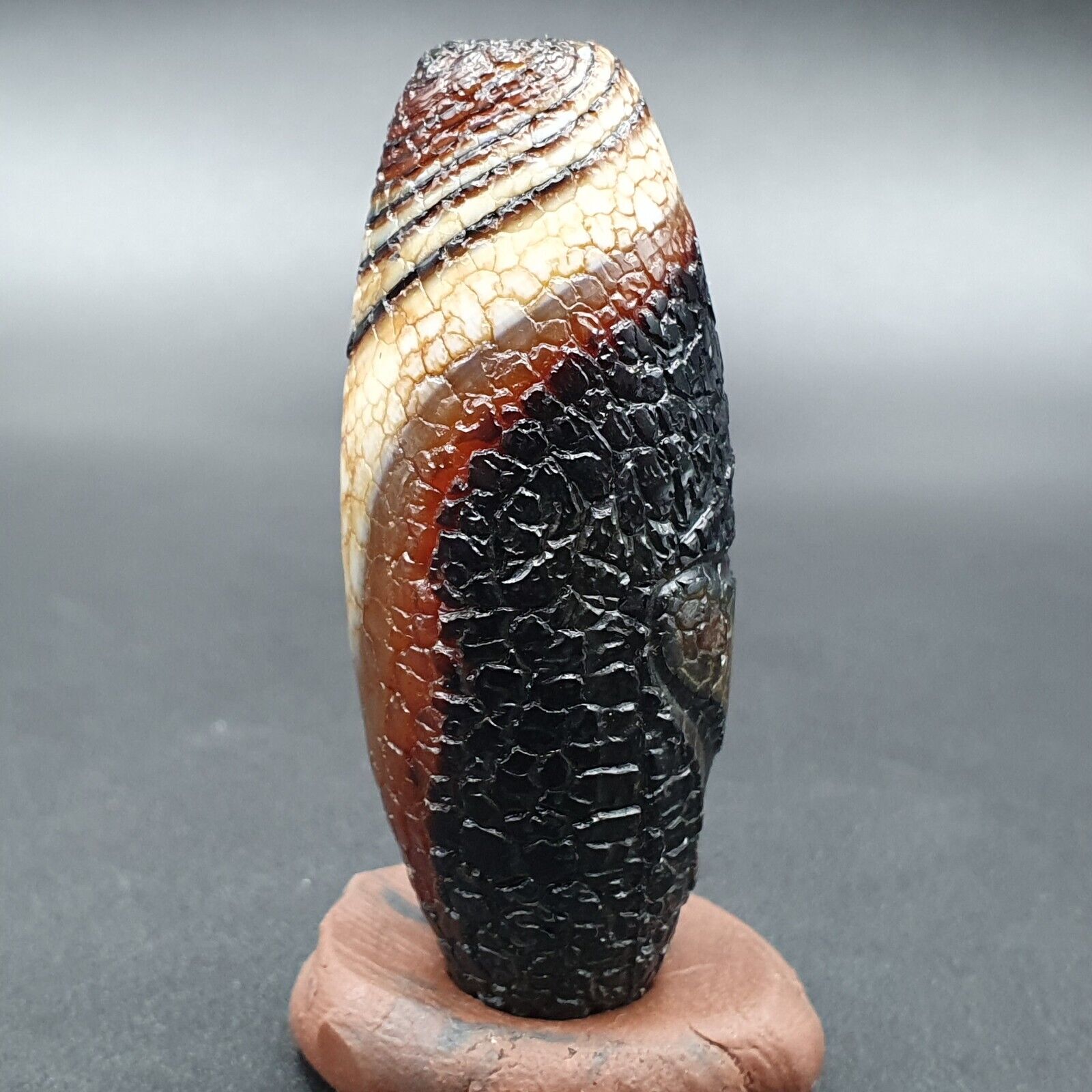 Himalayan Indo Tibetan Agate bead Dragon Skin Agate Amulet Bead #21