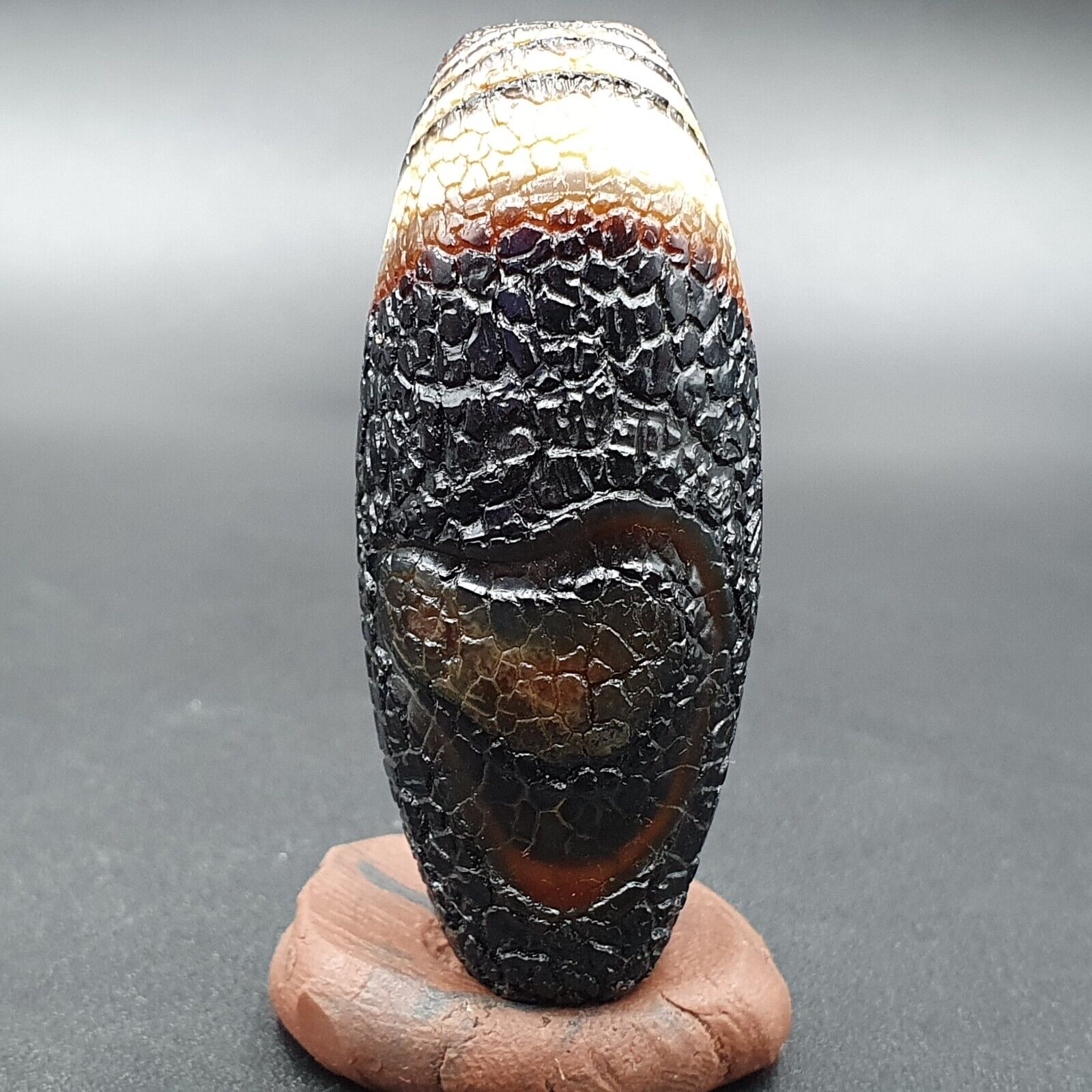 Himalayan Indo Tibetan Agate bead Dragon Skin Agate Amulet Bead #21