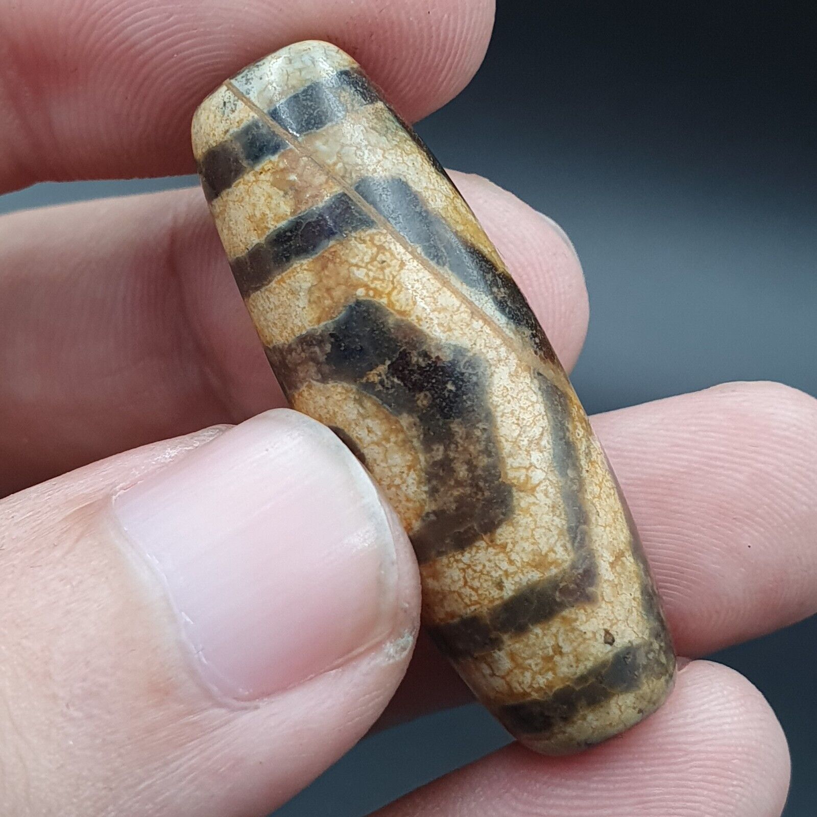 Antique Himalayan Indo Tibetan Old Agate Pure 3 Eyes Powerful Dzi Amulet Bead