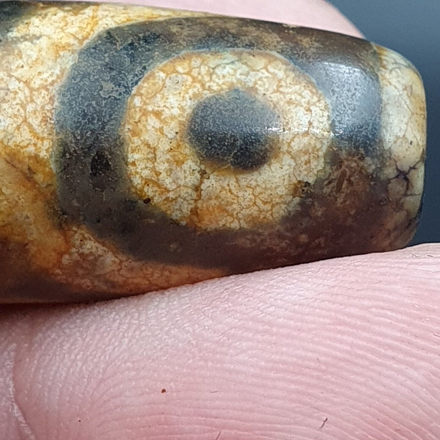 古董喜馬拉雅印度藏老瑪瑙純三眼強力天珠護身符珠