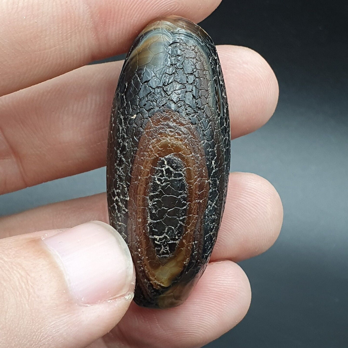 Drachenhaut Achat Himalaya Indo Tibet Achat Perle Amulett Perle #23