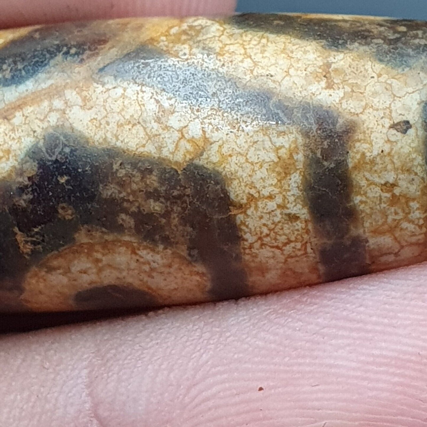 古董喜馬拉雅印度藏老瑪瑙純三眼強力天珠護身符珠
