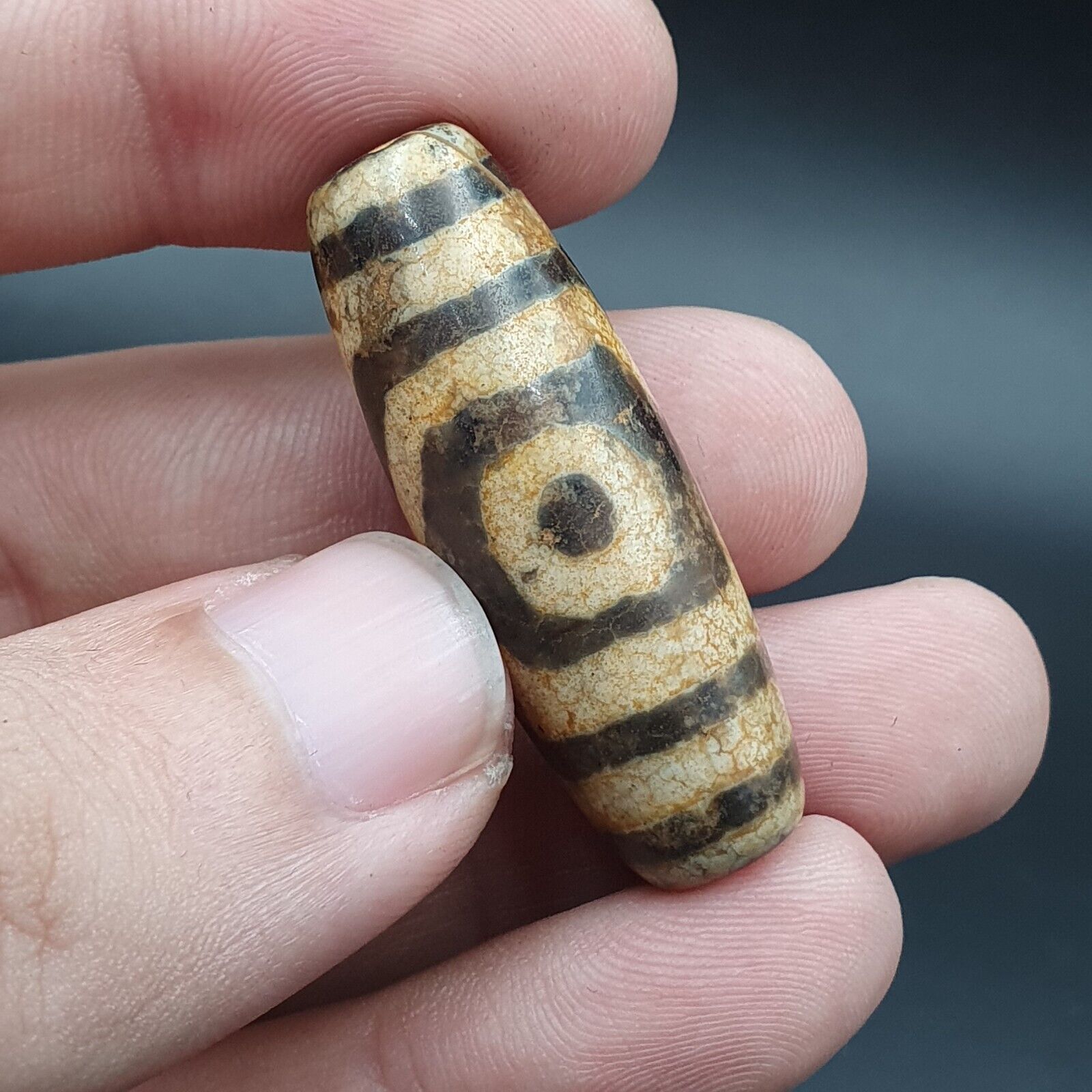 Antique Himalayan Indo Tibetan Old Agate Pure 3 Eyes Powerful Dzi Amulet Bead