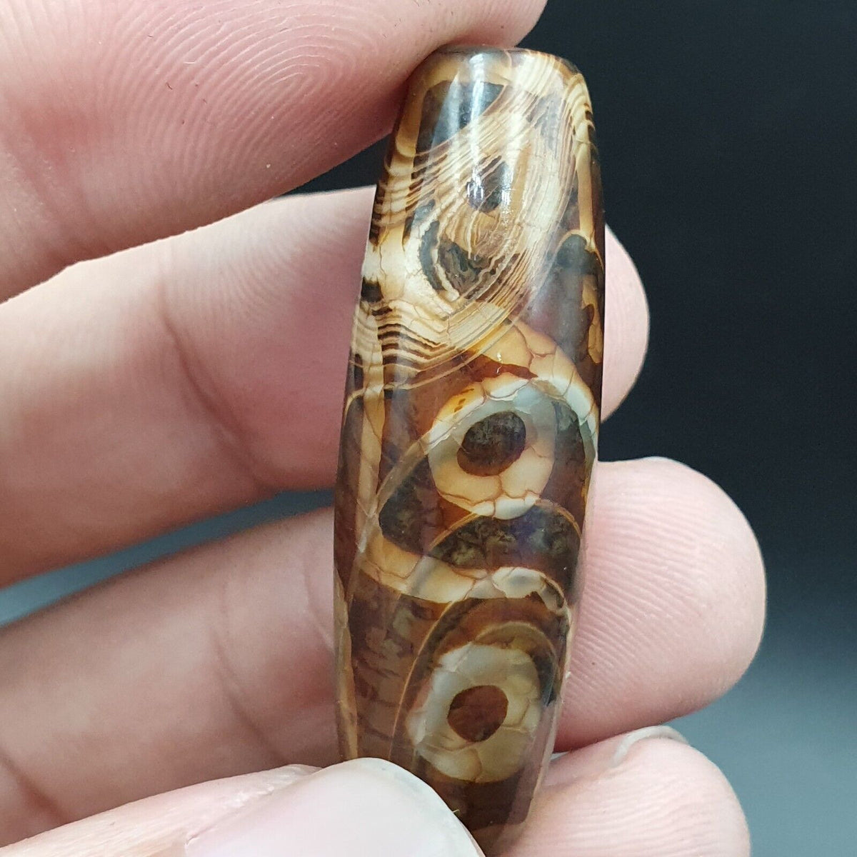 9 Falling Eyes Tibetan dzi bead old amulet vintage Agate Tibet gzi pendant