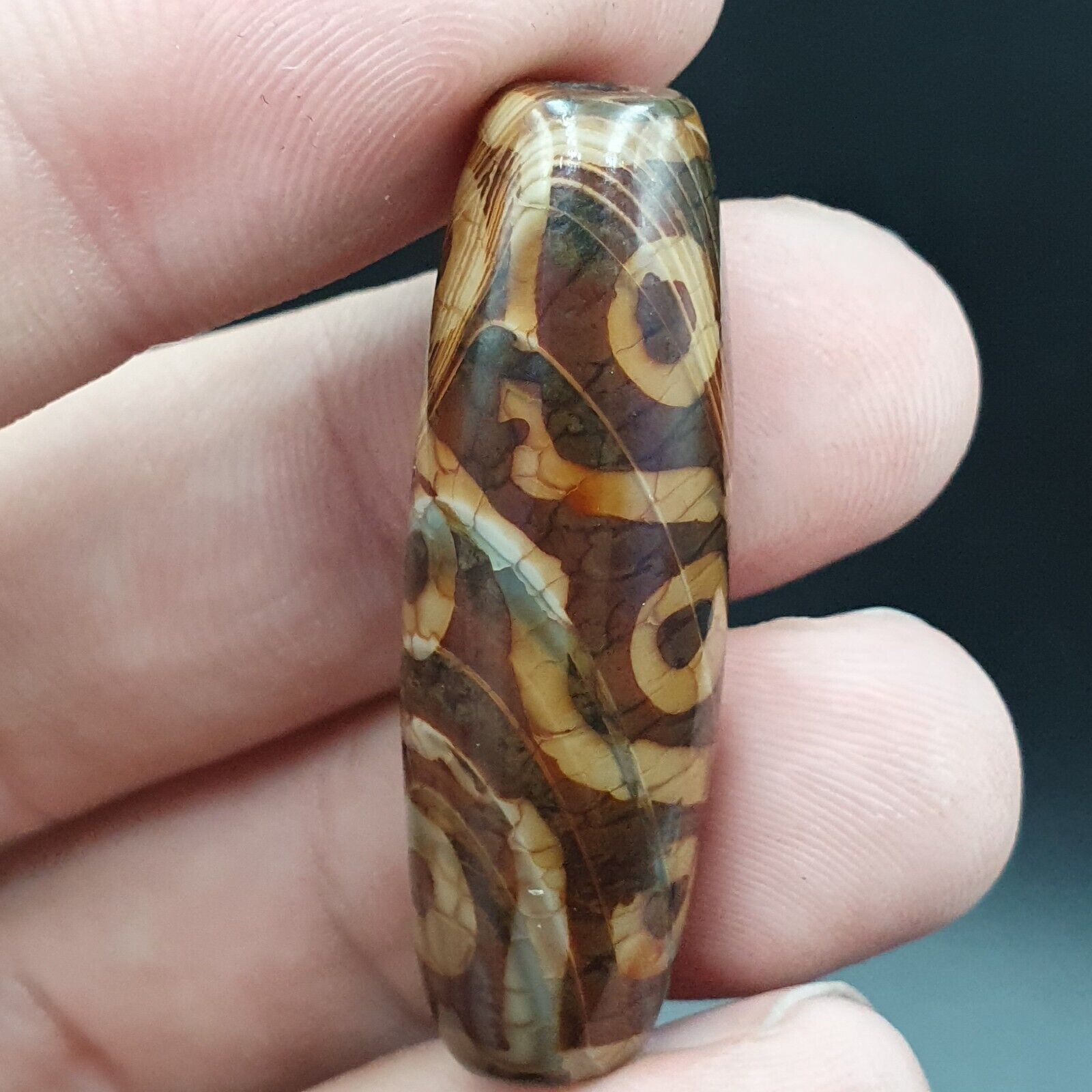 9 Falling Eyes Tibetan dzi bead old amulet vintage Agate Tibet gzi pendant