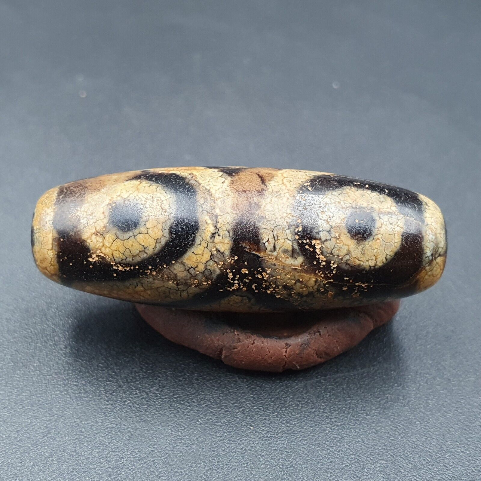 Antique Himalayan Indo Tibetan Old Agate Pure 3 Eyes Powerful Dzi Amulet Bead