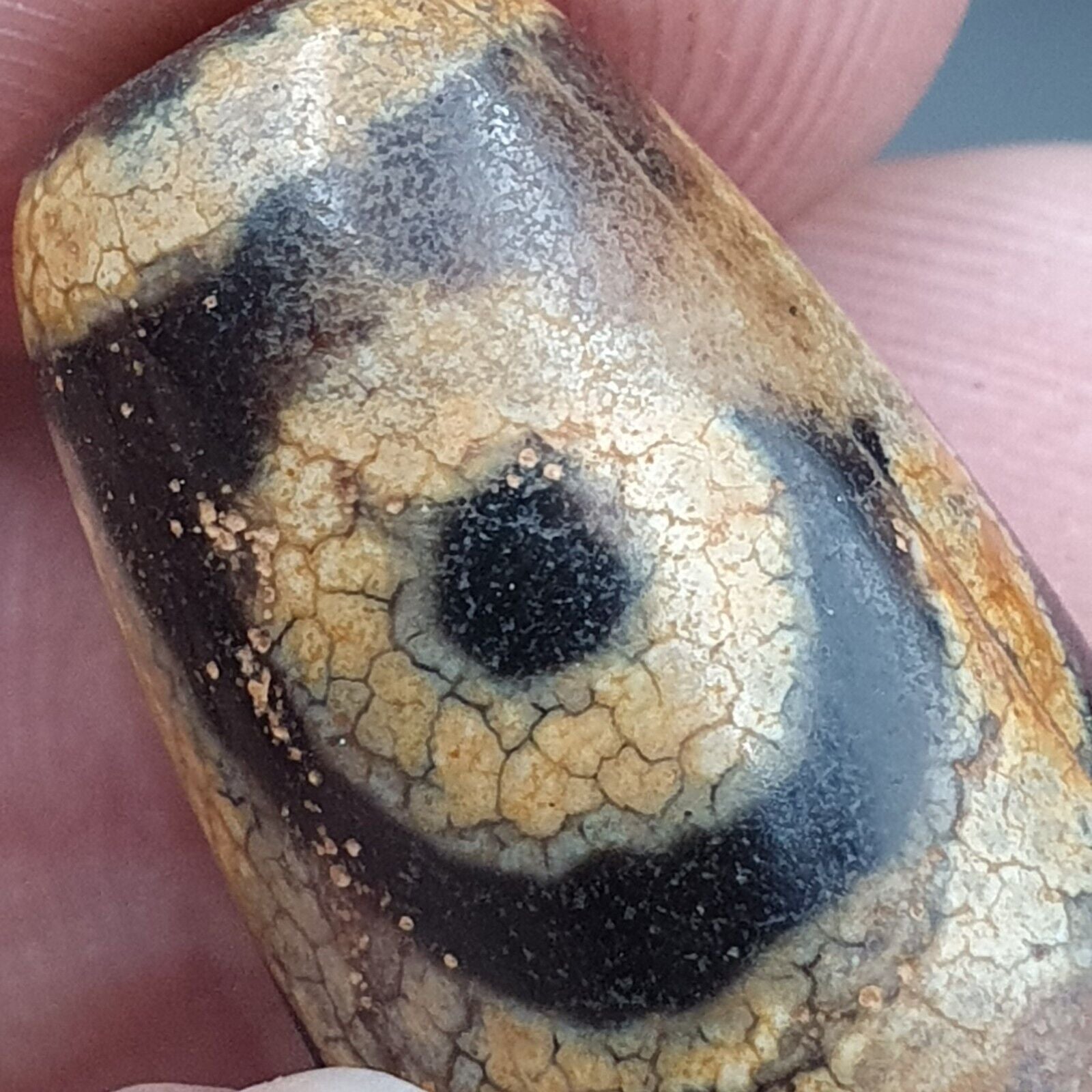 Antique Himalayan Indo Tibetan Old Agate Pure 3 Eyes Powerful Dzi Amulet Bead