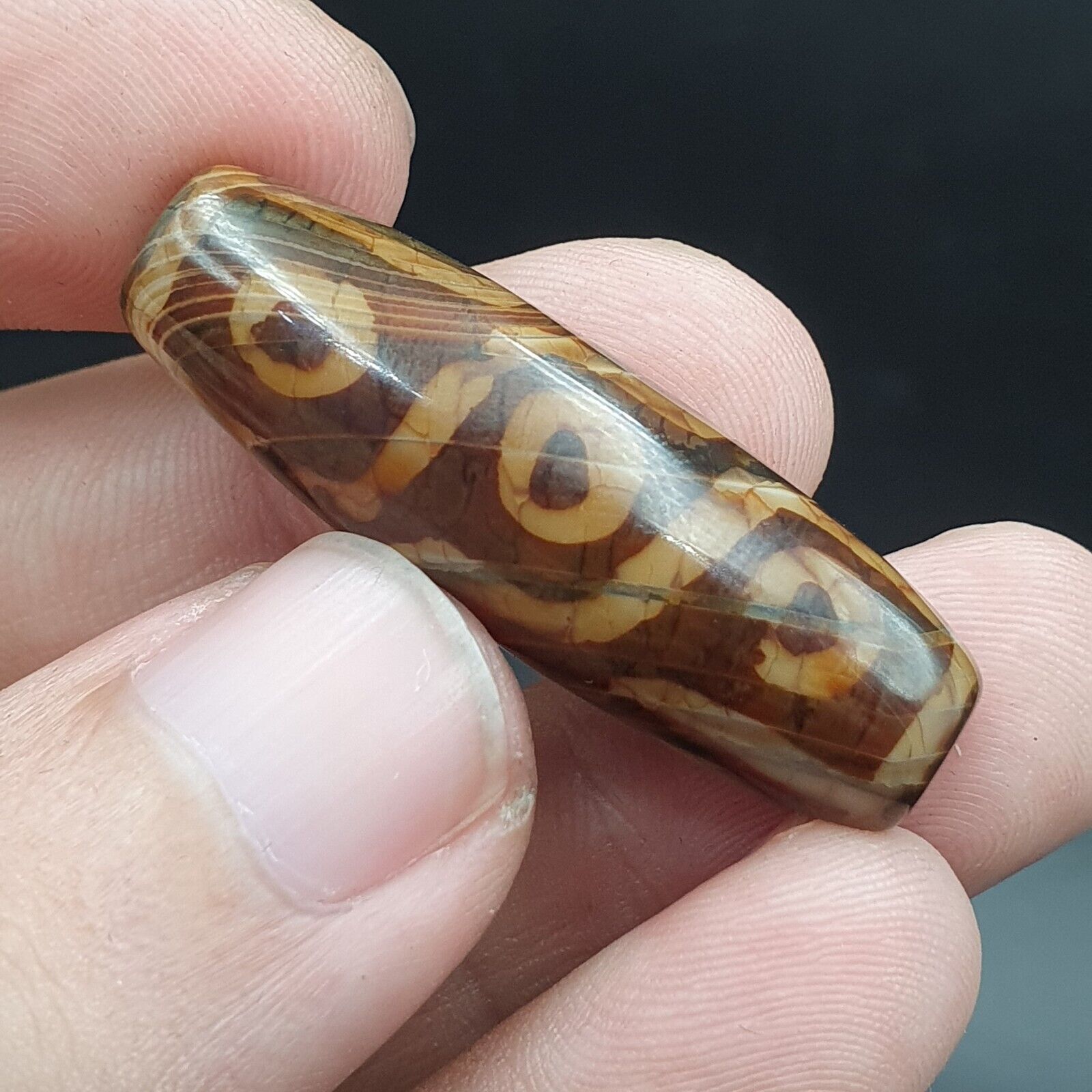9 Falling Eyes Tibetan dzi bead old amulet vintage Agate Tibet gzi pendant