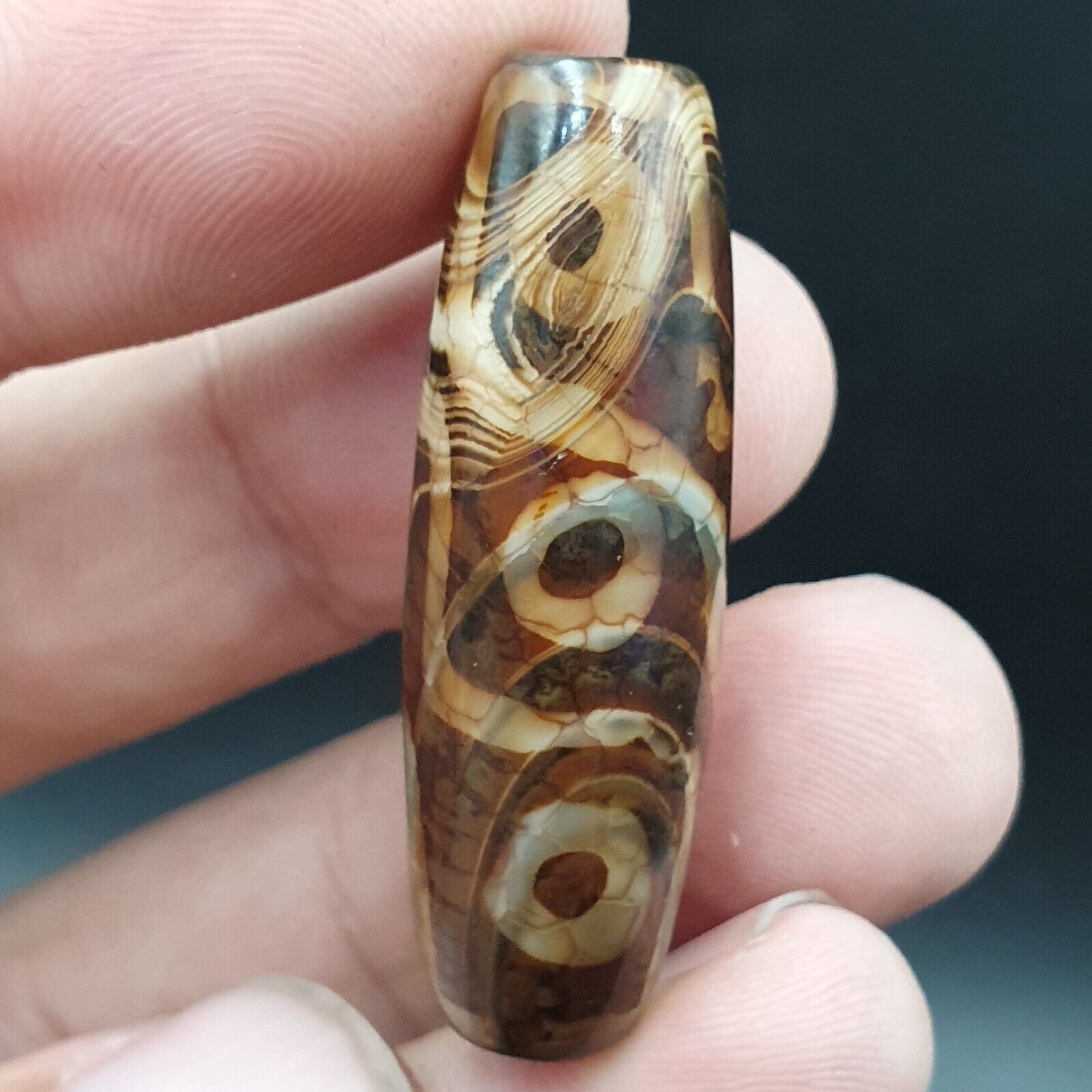 9 Falling Eyes Tibetan dzi bead old amulet vintage Agate Tibet gzi pendant