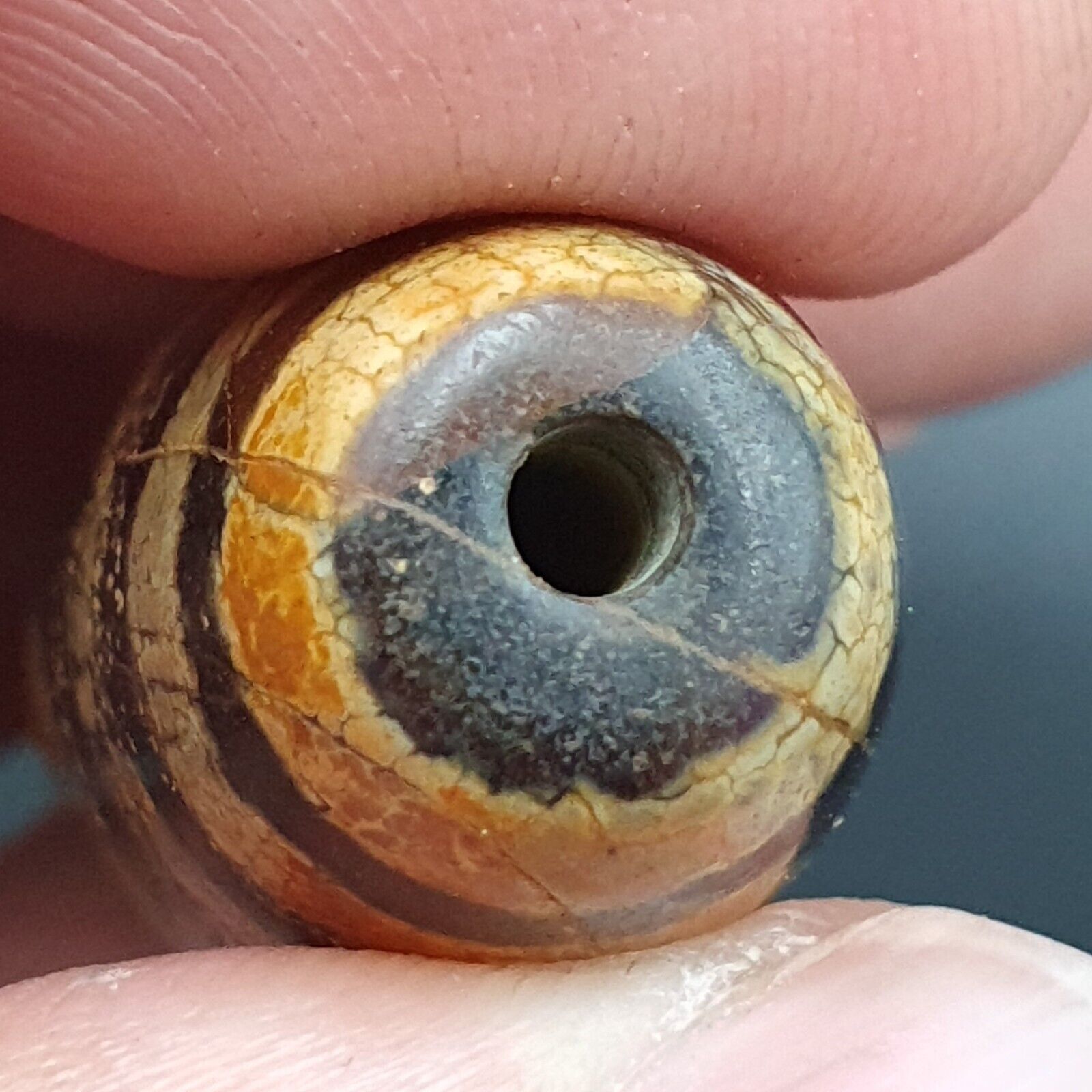 Antique Himalayan Indo Tibetan Old Agate Pure 3 Eyes Powerful Dzi Amulet Bead