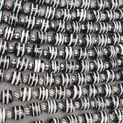 Vintage schwarz-weiß gestreift, Glasperlen im antiken Stil, 11–12 mm Halskettenstrang