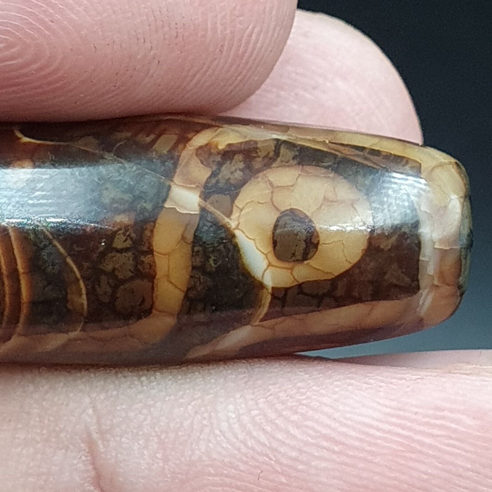 9 Falling Eyes Tibetan dzi bead old amulet vintage Agate Tibet gzi pendant