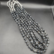 Vintage schwarz-weiß gestreift, Glasperlen im antiken Stil, 11–12 mm Halskettenstrang