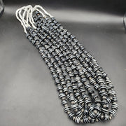 Vintage schwarz-weiß gestreift, Glasperlen im antiken Stil, 11–12 mm Halskettenstrang