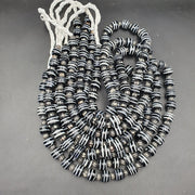 Vintage schwarz-weiß gestreift, Glasperlen im antiken Stil, 11–12 mm Halskettenstrang