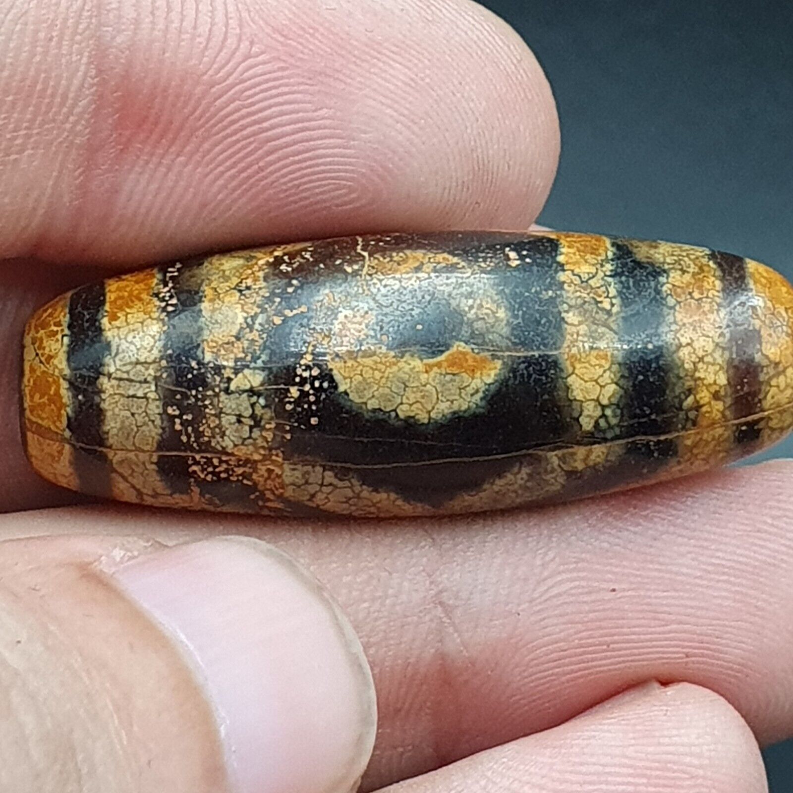 Antique Himalayan Indo Tibetan Old Agate Pure 3 Eyes Powerful Dzi Amulet Bead