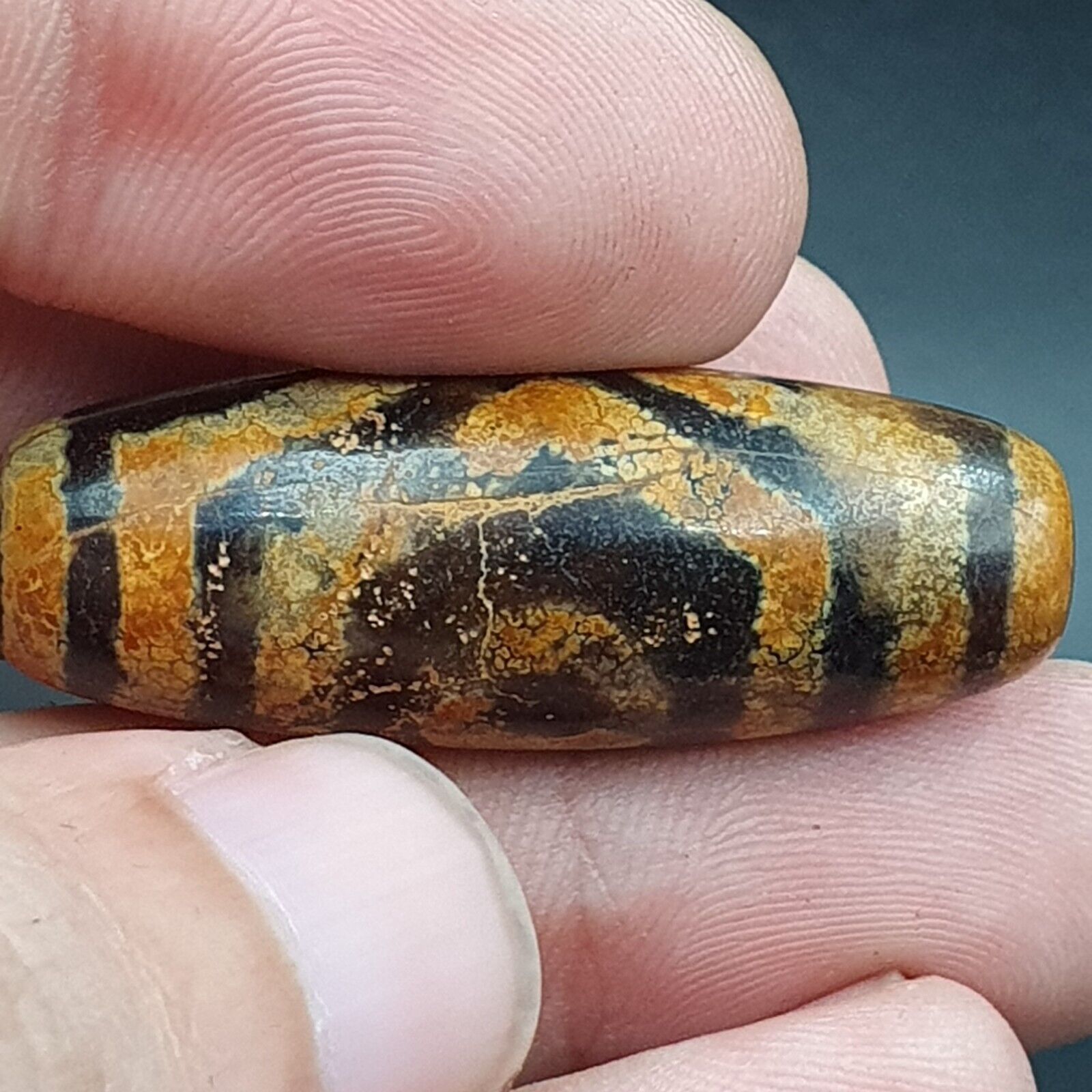 Antique Himalayan Indo Tibetan Old Agate Pure 3 Eyes Powerful Dzi Amulet Bead