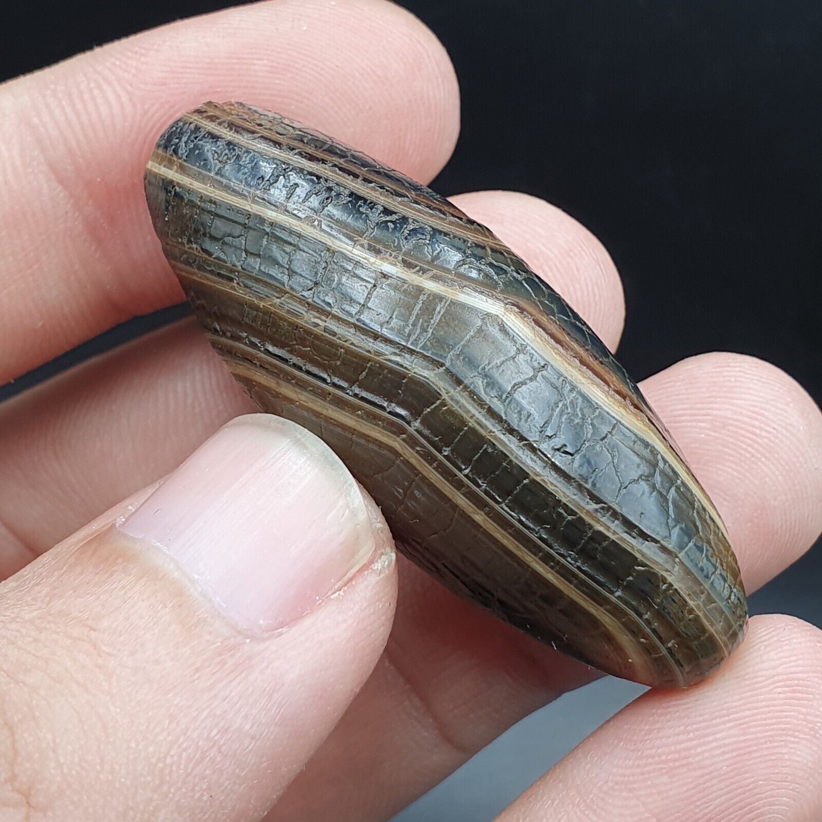 Himalayan Indo Tibetan Agate bead Dragon Skin Agate Amulet Bead #22