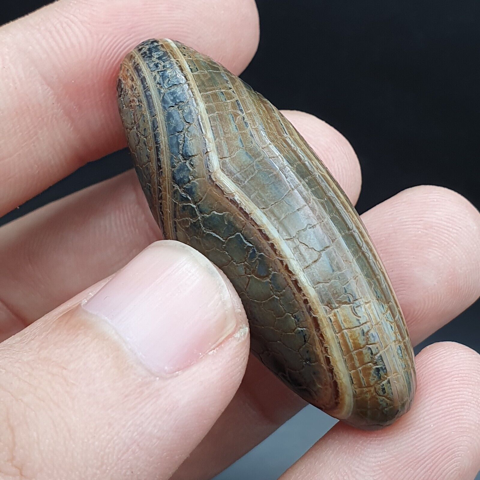 Himalayan Indo Tibetan Agate bead Dragon Skin Agate Amulet Bead #22