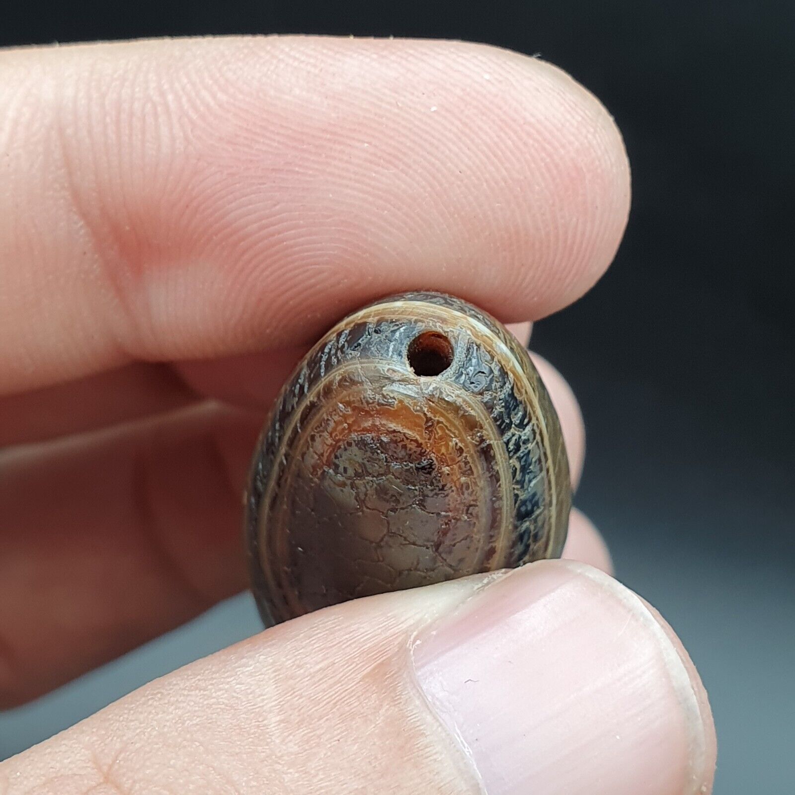 Himalayan Indo Tibetan Agate bead Dragon Skin Agate Amulet Bead #22
