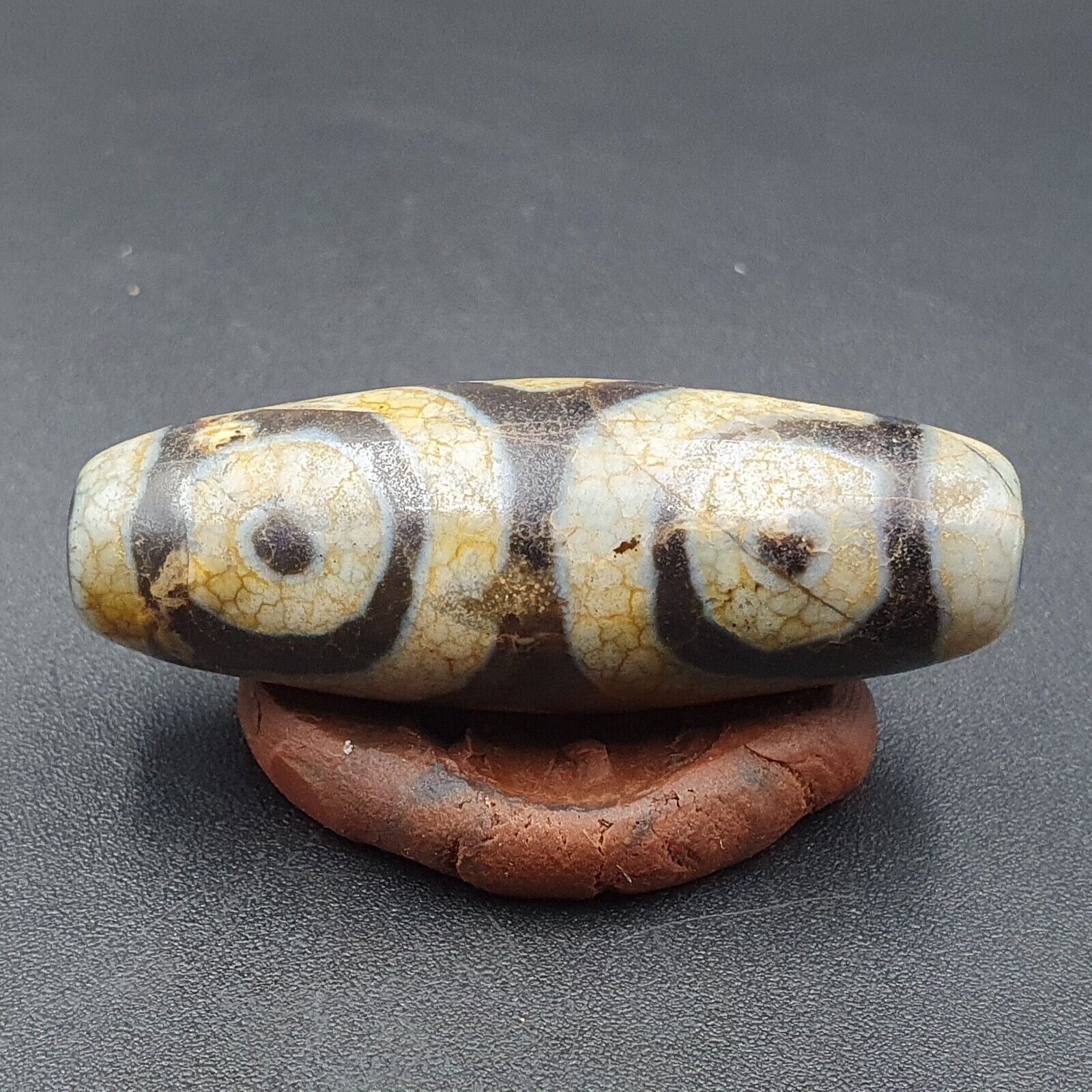 Himalayan Indo Tibetan Old Agate Pure 3 Eyes Dzi Amulet Pendant Bead