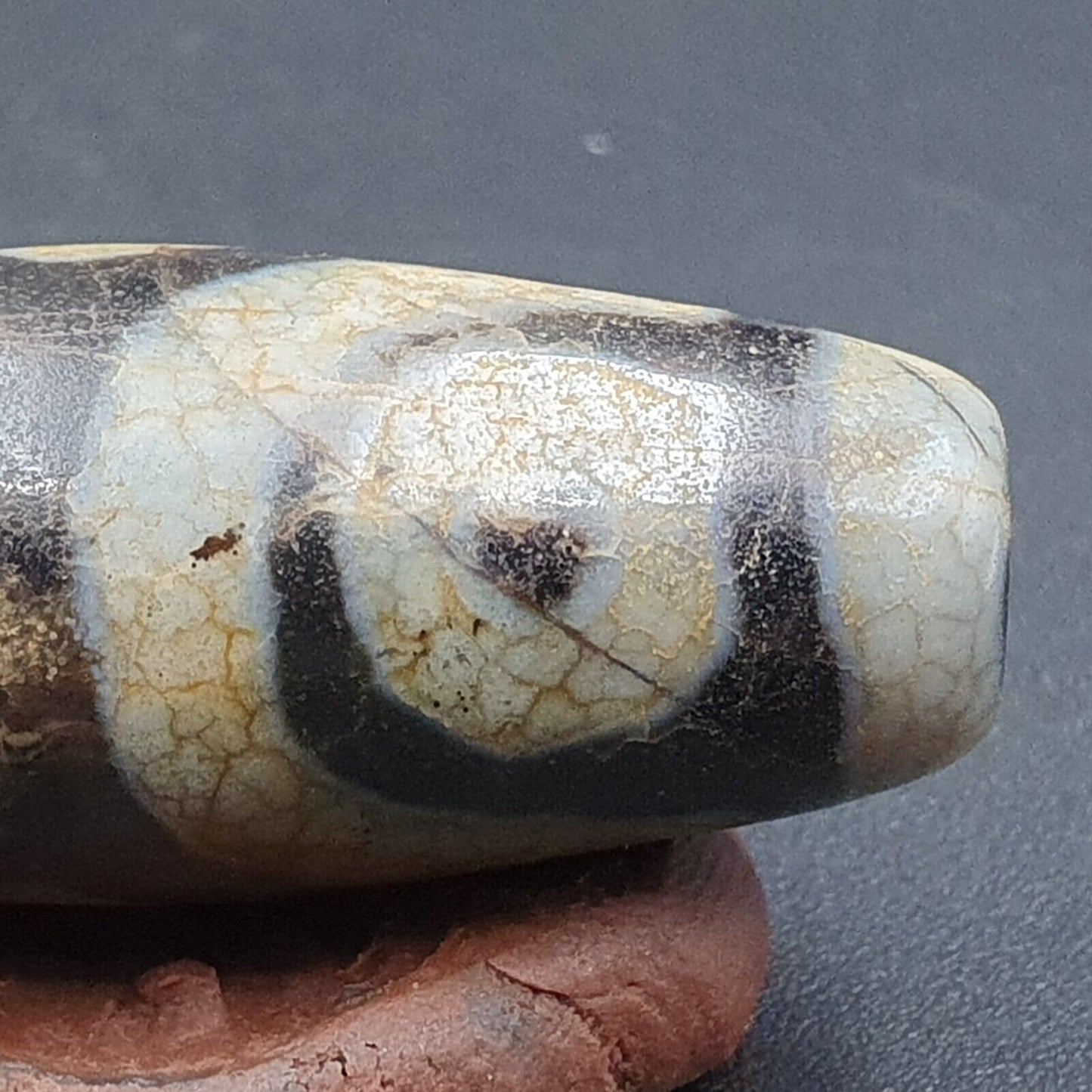 喜馬拉雅印度藏老瑪瑙純三眼天珠護身符吊墜珠