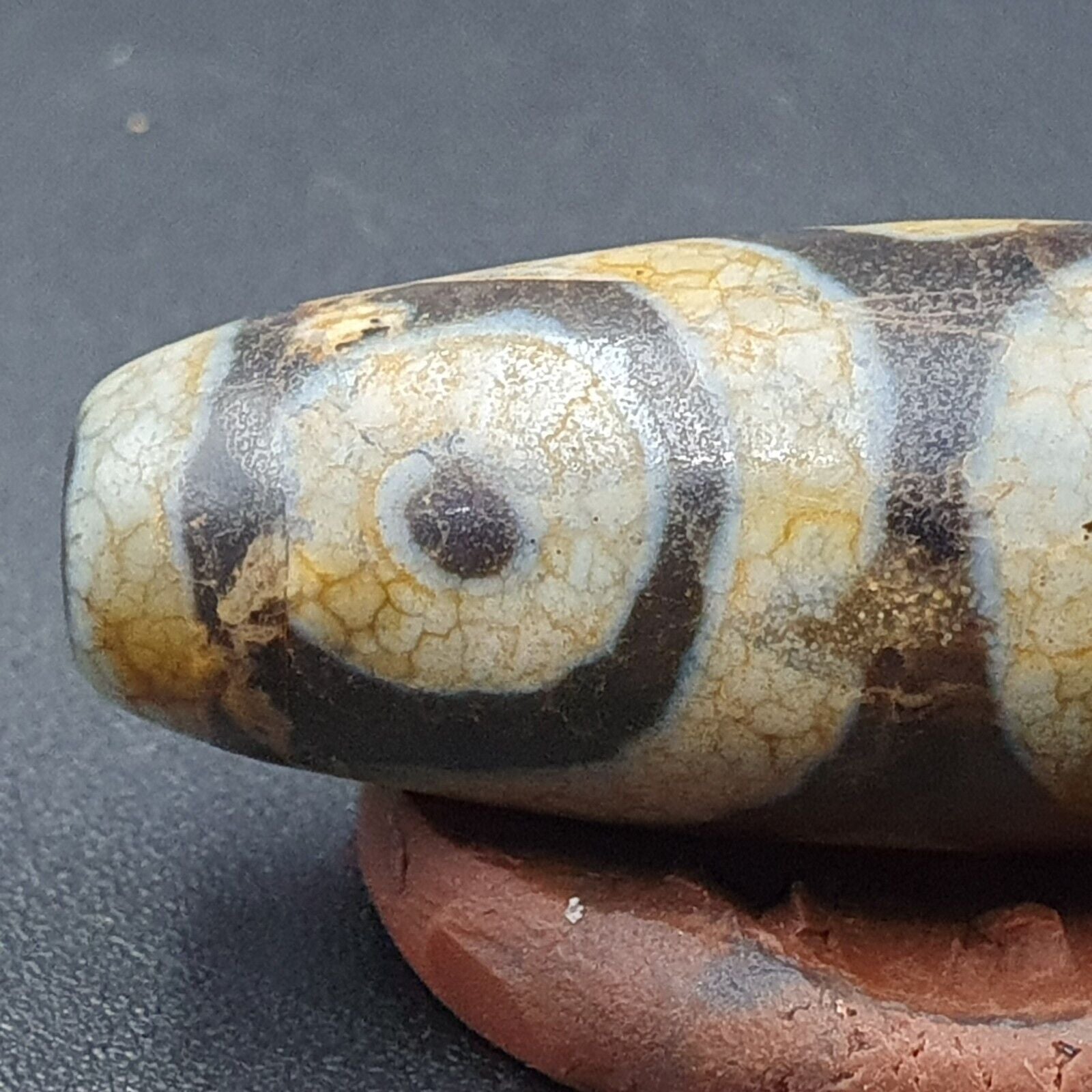 Himalayan Indo Tibetan Old Agate Pure 3 Eyes Dzi Amulet Pendant Bead