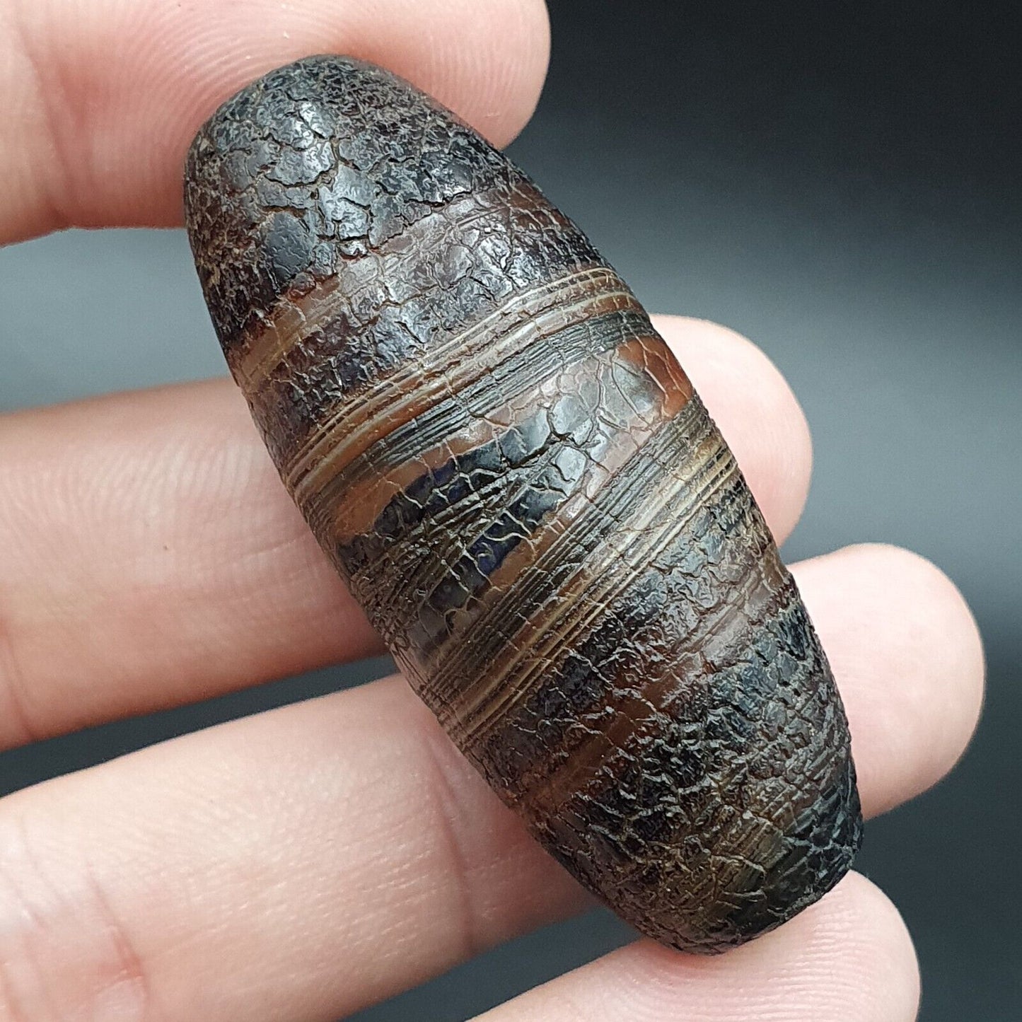 Drachenhaut Achat Himalaya Indo Tibet Achat Perle Amulett Perle #24