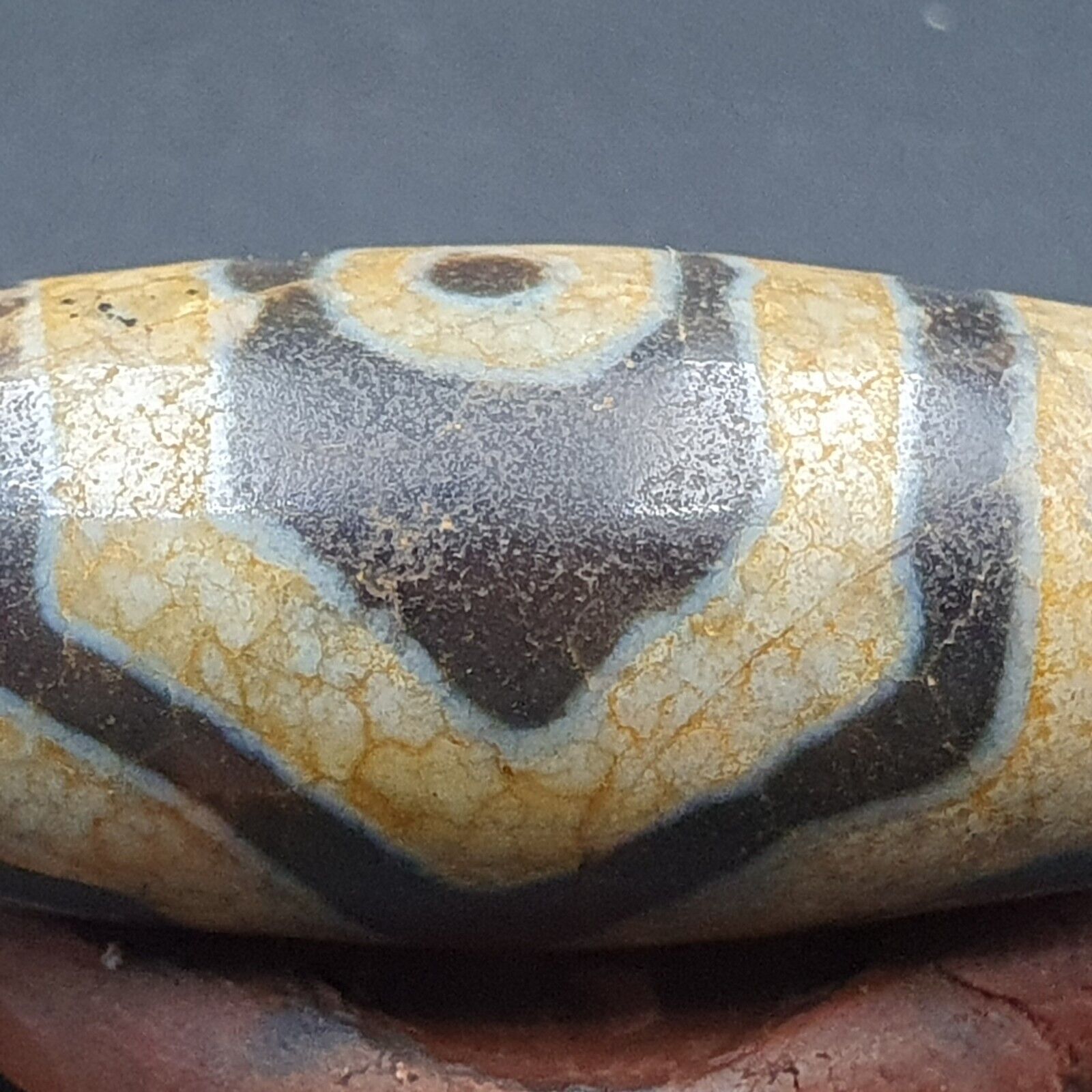 Himalayan Indo Tibetan Old Agate Pure 3 Eyes Dzi Amulet Pendant Bead