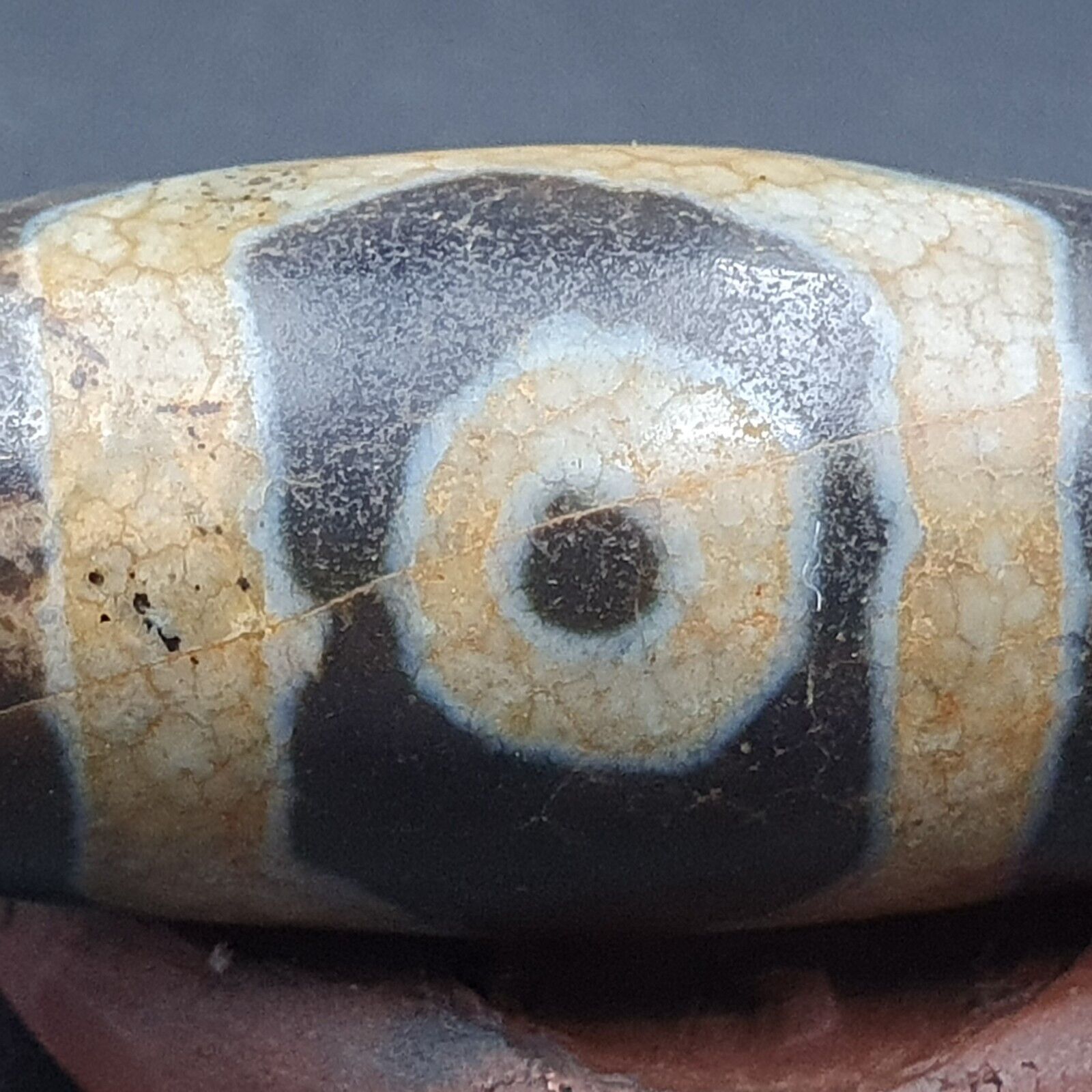 Himalayan Indo Tibetan Old Agate Pure 3 Eyes Dzi Amulet Pendant Bead