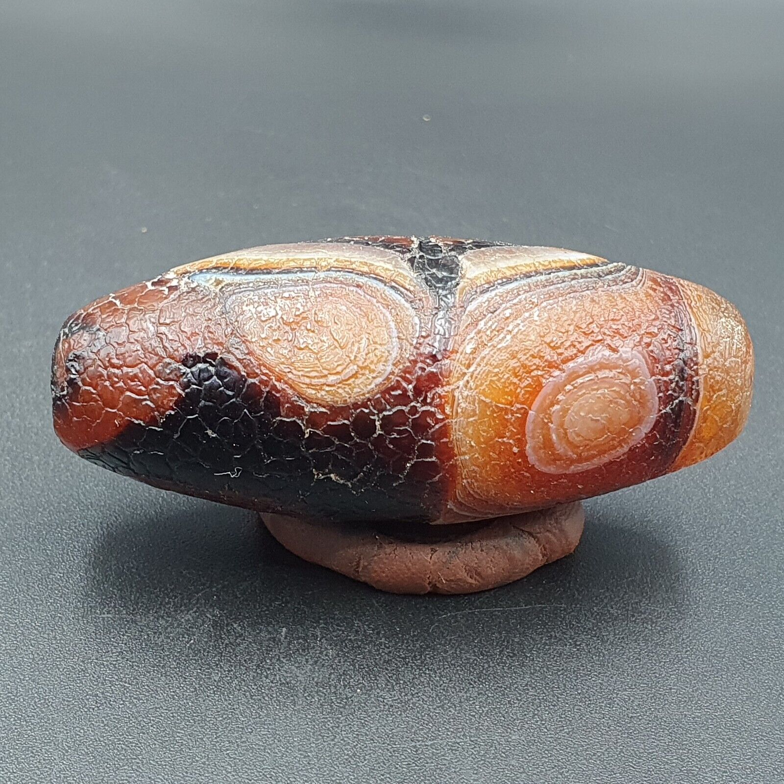 Seltene Drachenhaut-Achat-Himalaya-Indo-Tibet-Achat-Perle, Amulett-Perle #25