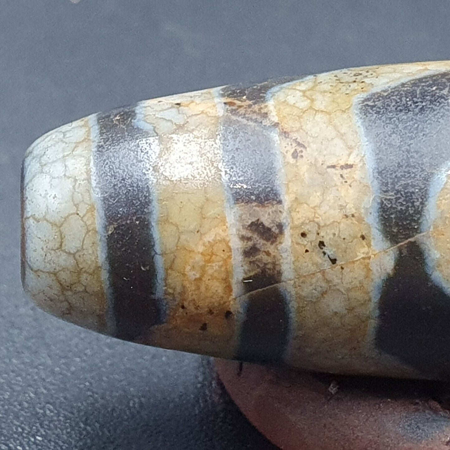 喜馬拉雅印度藏老瑪瑙純三眼天珠護身符吊墜珠