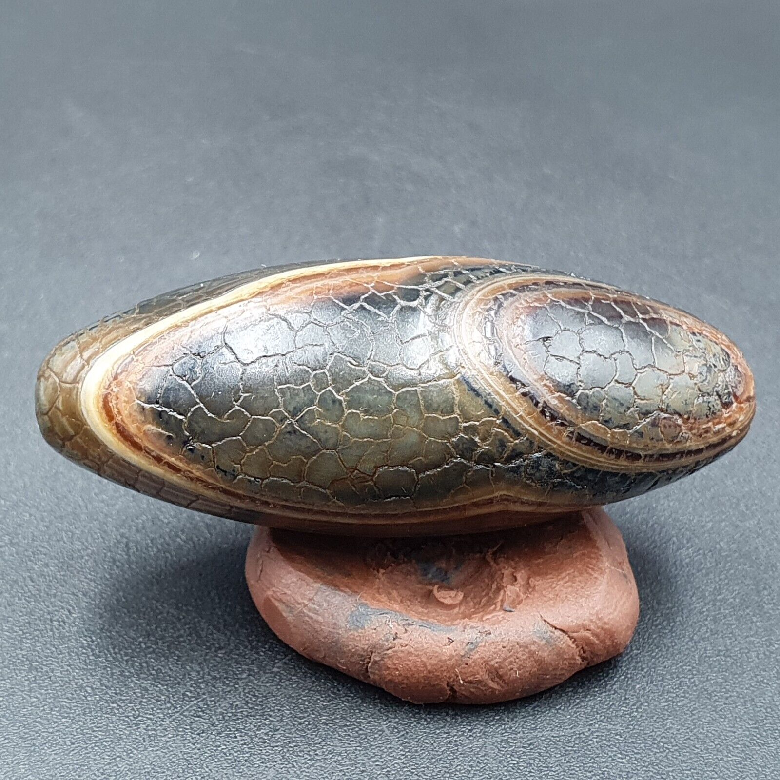 Himalayan Indo Tibetan Agate bead Dragon Skin Agate Amulet Bead #22