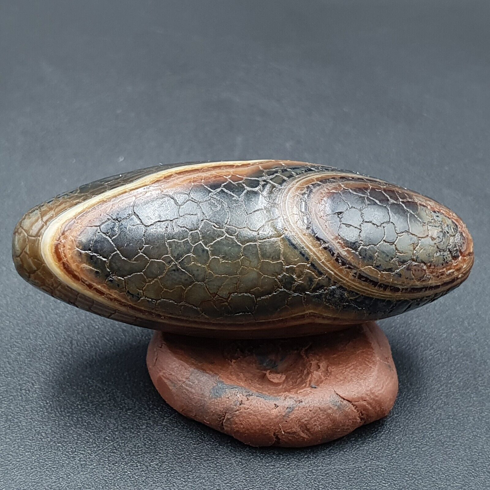 Himalayan Indo Tibetan Agate bead Dragon Skin Agate Amulet Bead #22