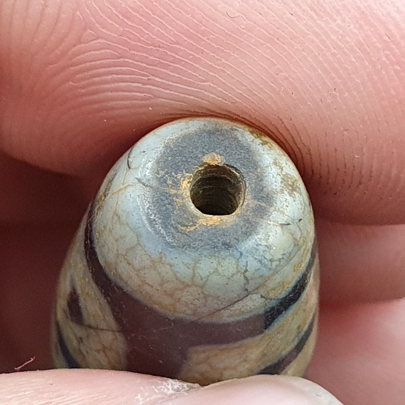 Himalayan Indo Tibetan Old Agate Pure 3 Eyes Dzi Amulet Pendant Bead