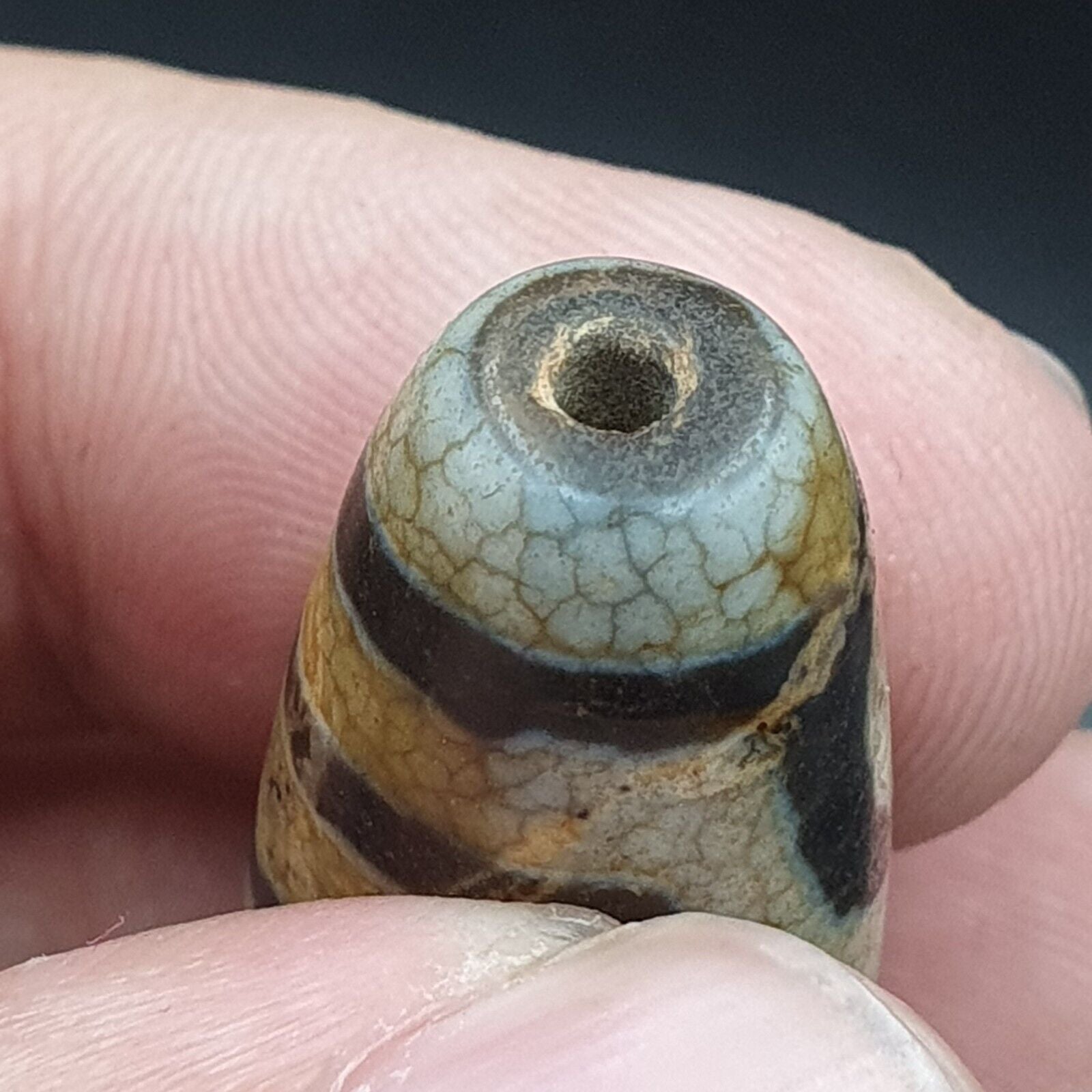 Himalayan Indo Tibetan Old Agate Pure 3 Eyes Dzi Amulet Pendant Bead