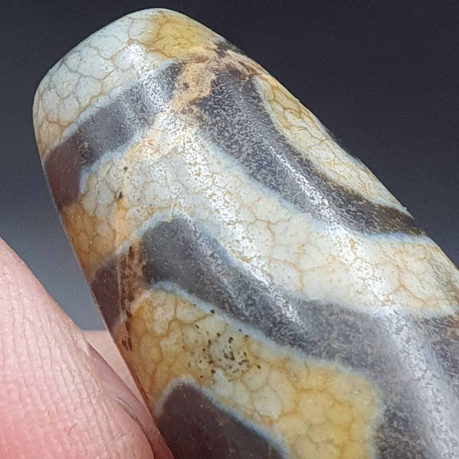 Himalayan Indo Tibetan Old Agate Pure 3 Eyes Dzi Amulet Pendant Bead