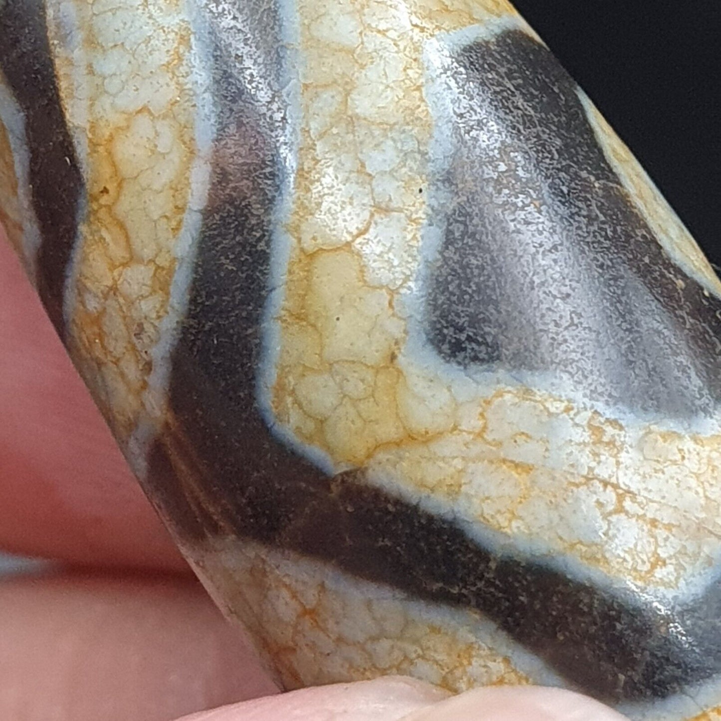 喜馬拉雅印度藏老瑪瑙純三眼天珠護身符吊墜珠