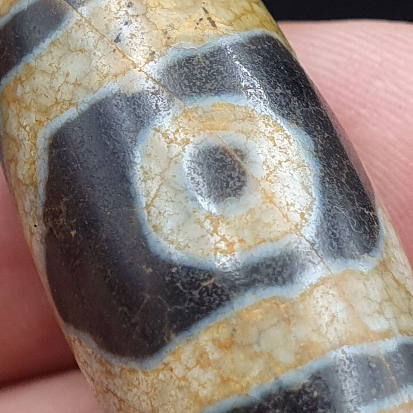 喜馬拉雅印度藏老瑪瑙純三眼天珠護身符吊墜珠